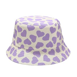 BYERCLUB Unisex Fruit Print Reversible Bucket Hat Beach Hat Bucket Hats for Women and Men - Sun Hat for Women and Men (Purple Heart)