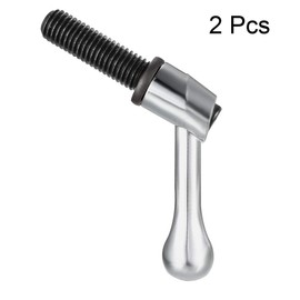 sourcing map M12 x 40mm Handle Adjustable Clamping Lever Thread Push Button Ratchet Male Threaded Stud Knobs Locking Rotating Screw Handles Quick Release Bolt Silver Tone 2pcs