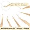 FEITA Eyelash Extension Tweezer Set Gold Lash Applicator Tool -