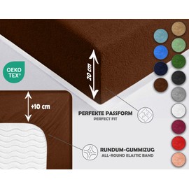 Sesto Senso Fitted Sheet 90 x 200 cm Brown for Topper Terry Cloth with Elastic Band 100% Cotton