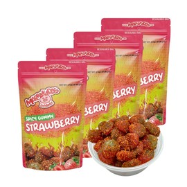 Marranadas Enchilados Spicy Gummies Mexican Candy Assortment, 12 Flavors, 3.1 oz Bags 4 Pack (Strawberry)