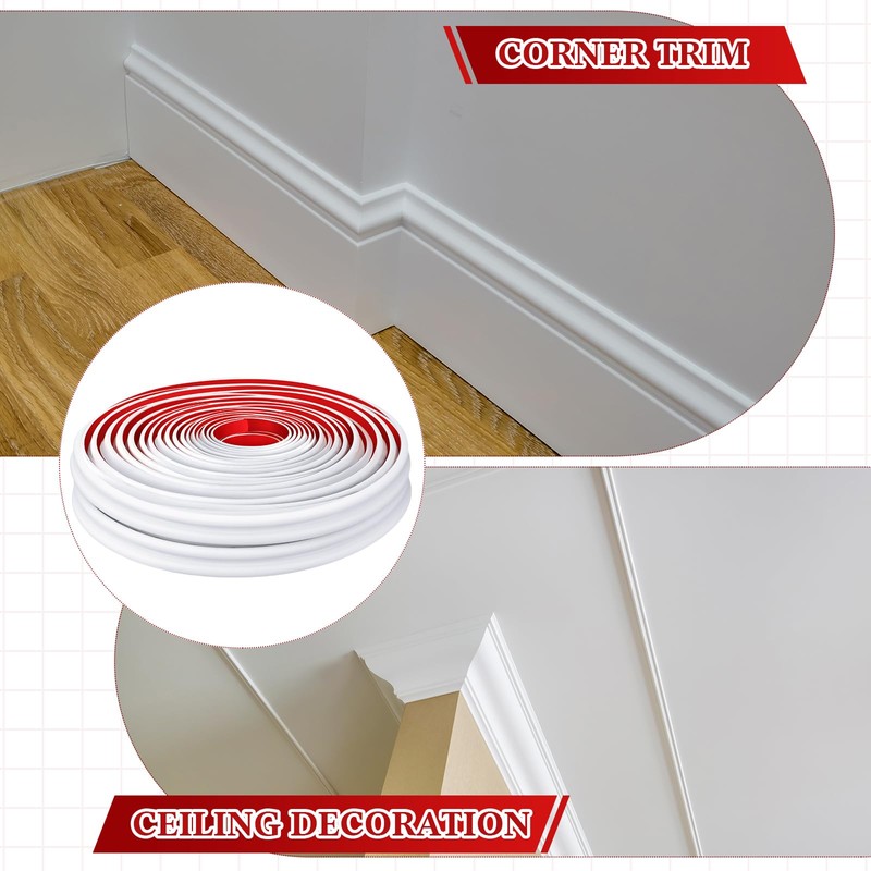 Innconee 19.7ft Peel and Stick Molding Chair Rail Panel Flexible