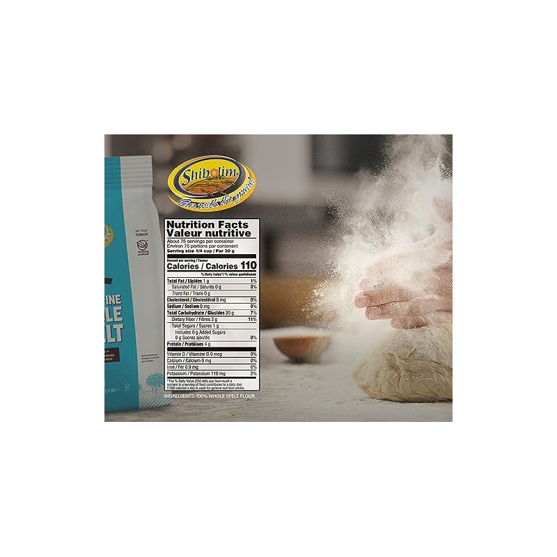 Shibolim Extra Fine Whole Spelt Flour, 80oz (5lb Bag) |