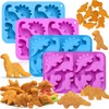Palksky Dinosaur Molds Silicone, 4 Pcs Dinosaur Chicken Nuggets Molds,
