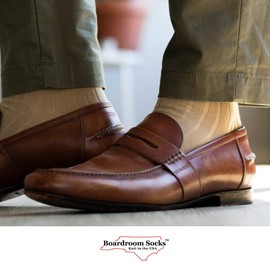 Calcetines de vestir de algodón para hombre, cómodos calcetines de vestir para hombre, calcetines clásicos de media pantorrilla de Boardroom Socks, Caqui, 8-12