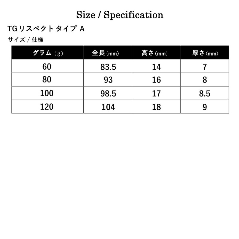 TG Respect Type A Metal Jig Tungsten 60g Scale Silver