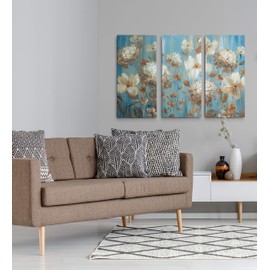 Renditions Gallery Garden Fair' Gallery Wrapped Canvas 3 Panel Flower Wall Art, 12x24x3