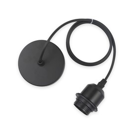 Vecys Lampy E27 Black with Mocowaniem Screw Ring, Oprawa Lampy Wiszące ze Zdejmowanym śrubem, 100 cm Cable z Regulacją Wysokości, Klosz Lampy do Wyboru, do Lampy Sufitowej Pendant Light