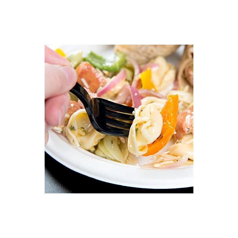 Individually Wrapped Heavy Weight Plastic Fork (Black Fork, 100)