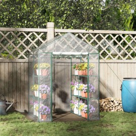 5FT X 5FT X 6FT Eco-Friendly Walk-in Greenhouse with 3 Tier Shelving and Roll-Up Door for Outdoor Backyard Garden UseColor: default Color