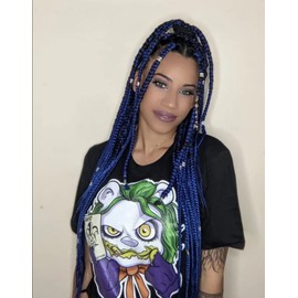 Royal Blue Braiding Hair Extensions Blue Braids Crochet Twist Hair Synthetic High Temperature Fiber for Women 24 Inches 100g/bundle (3 Bundles/Pack,Royal Blue) …