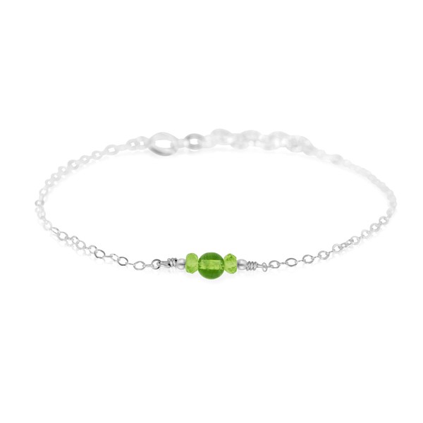 Peridot Dainty Anklet in Sterling Silver