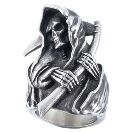 ZMY Home Scary Skull Rings Grim Reaper Ring Stainless Steel Jewelry Rings Knuckle Biker Scary Ring for Skull Gift (12)