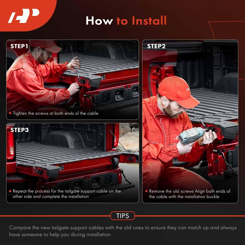 A-Premium Tailgate Support Cable Compatible with Toyota Tacoma 1995-2004, 14.56