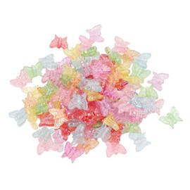 100PCS Crystal Butterfly Beads, Butterfly Beads for Jewelry Making Assorted Cute Beads for Bracelets Bead Spacers for Jewelry Making DIY Bracelet Necklace Hair Clip