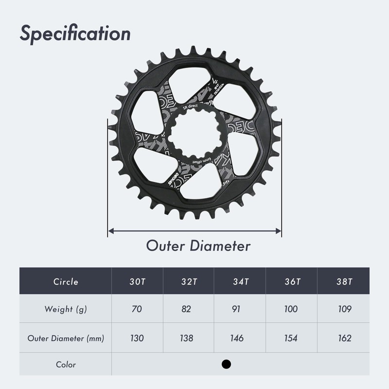 DJC Bike Chainring Direct Mount 6mm Offset Round Chainring for