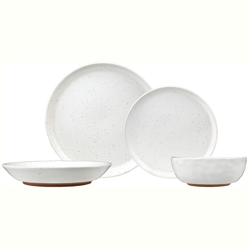 Sango 16-Piece Boho Farmhouse Stoneware Dinnerware Set for 4, Semi-Matte