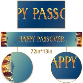 Happy Passover Table Runner Pesach Jewish Exodus from Egypt Festival Holiday Party Decor Kitchen Dining Room Home Decoration (13" x 72")
