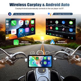 CAMECHO Motorcycle Wireless Carplay & Android Car for Motorcycle, 6.25 Inch IP68 Waterproof HD Touchscreen for Motorcycles with DVR, Combination Lock, Bluetooth, EQ, Night Vision, Angle Adjustable