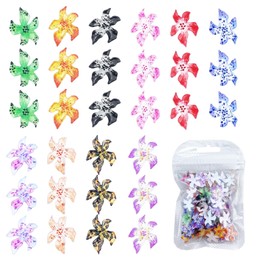 100PCS Flower Nail Art Charms, 3D Hawaiian Flower Charms Colourful Floral Nail Rhinestones Gems Manicure Decoration for DIY Nail Designs