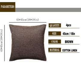 GONOVE Cushion Cover,4 Pack 45×45cm Linen Cotton Pillowcase Vintage Style Square Throw Pillow Covers Decorative Cushion Covers for Sofa, Couch, Bed, Bench