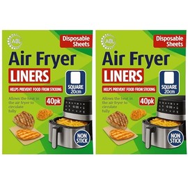 Premium Air Fryer Liners Disposable Paper Airfryer Liners Non Stick Oil Proof Liner 80pcs Square Compatible with Ninja Air Fryer, Tefal, Russell Hobbs