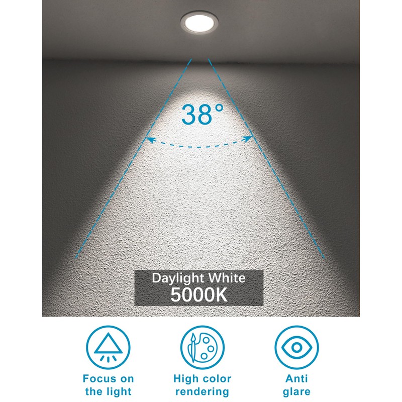 GOHDLAMP 12 Pack MR16 LED Bulbs, 50 Watt Equivalent, 5000K