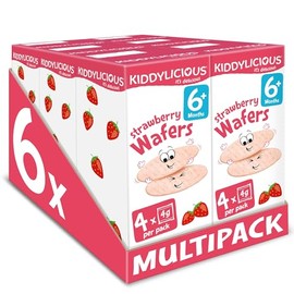 Kiddylicious Strawberry Mini Wafers - Gluten and Dairy Free Kids Snack - Suitable for 6+ Months - 6 x 4 Twin Packs