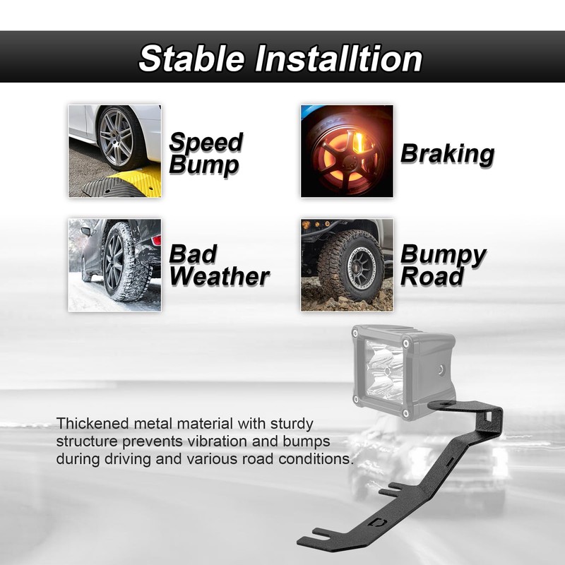 ROMELACK Ditch Light Bracket Heavy Duty Steel Hood Mount Brackets