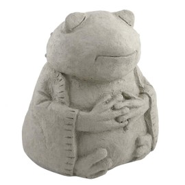 Modern Artisans Meditating Frog - Cast Stone Garden Sculpture : Large Size, Grey Stone Finish