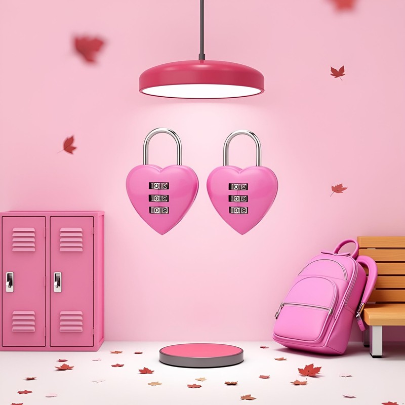 2 PCS Pink Love Heart Shape Combination Padlock for Girls