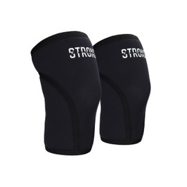 Strong Balance Rodilleras de Neopreno 7mm para Entrenamiento de Fuerza, Crossfit, Gimnasio (Negro, Chica)