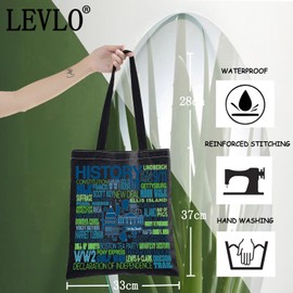 LEVLO America History Canvas Tote Bag History Lover Gift American History Shoulder Bag For History Lover (History BT)