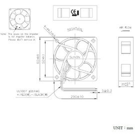 Sunon EE60201S11000U999 Fan 12V DC 1.44W 60x60x20mm 38.3m3/h 4700RPM 38.3m3/h