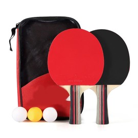 2pcs 7 Layers Wood Ping Pong Paddles Set With Balls Carrying Case For Shake hand Grip Players