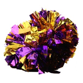 Keenso Purple and Gold Pom Poms Cheerleading 2 Pieces Double Head Cheerleading Dance Pompoms Flower Ball for Sport Match Accessories