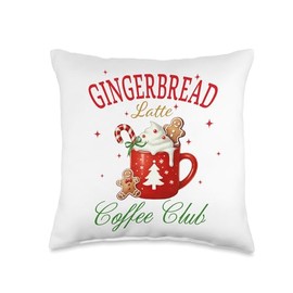 Gingerbread Latte Coffee Club Christmas Social Club Vintage Throw Pillow