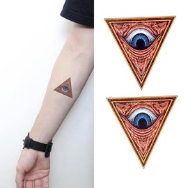 Oottati 2 Sheets Tiny Small Temporary Tattoos For Women Men Finger Hands Neck Wrist Face, Cute Long Lasting Cartoon Fake Tattoo Stickers For Kids Boys Girls Triangle Blue Eye