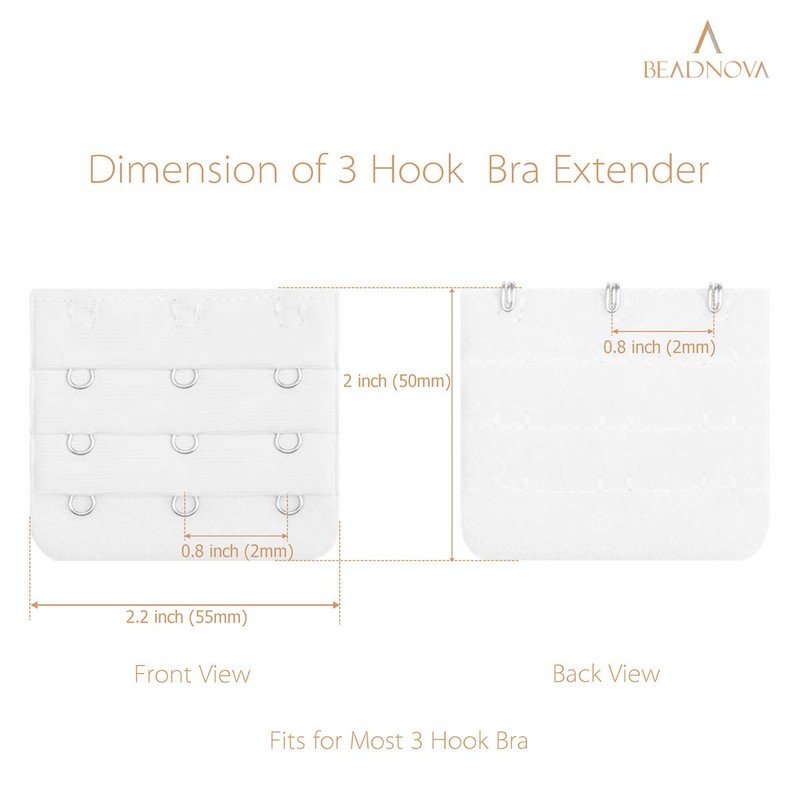 BEADNOVA Bra Extension 3 Hook Bra Back Extender for Plus