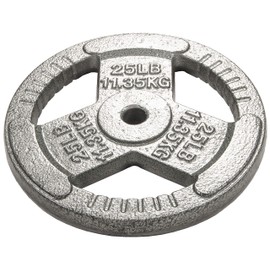 HulkFit 1-inch Iron Plate for Strength Training, Weightlifting, Single (25 Pounds), Silver