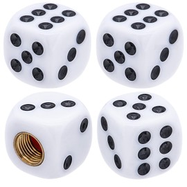 MEAJOO 4PCS Dice Tire Valve Stem Caps, Waterproof Airtight Car Wheel Tire Air Caps Universal Tire Valve Stem Covers for Cars, SUV, Trucks, Bikes, Motorcycles, Bicycles(White)