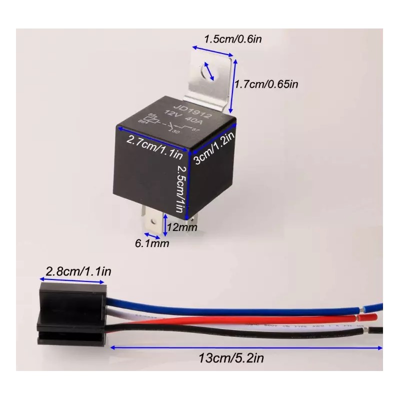 Gebildet 12V 40A 4-Pin Relay JD1912 With Heavy Duty 16AWG