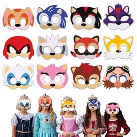 Ainvliya Pack of 12 Soni Party Masks, Birthday Masks, Cosplay Party Decoration for Children, Masquerade, Cosplay, Carnival, Christmas (Blue)