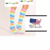 Rainbow Women's Knee High Socks Striped Fingerless Gloves Set