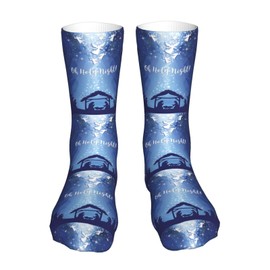 SLNFDKND Christian Christmas Nativity Scene O Holy Night Socks For Men Women Casual Sport Sock Fashion Tube Stockings