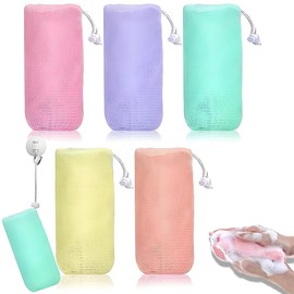 TUDOUZZZ 石鹸ネット あわだてネット 泡立てネット 5個セット 6層泡立てネット 濃密泡 きめ細か ひも付き 吊り下げ可能 清潔で衛生的 男女兼用