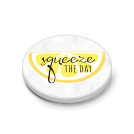 Squeeze The Day Yellow 2.75 x 2.75 Absorbent Ceramic Car Coasters Pack of 2