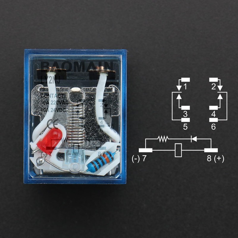 Baomain LY2NJ General Purpose Power Relay, DPDT 8 Pins Electromagnetic