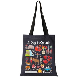 G2TUP Canada Travel Canvas Tote Bag Canada Shoulder Bag For Traveler A Day In Canada Trip Souvenir Gift (Canada TG Black)