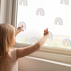 Colorful Rainbow Wall Decals,Rainbow Wall Stickers for Girls Kids Bedroom Decorations,Window Decal for Kids Bedrooms, Nursery, Baby Room, Play Room, Removable Vinyl Stickers DIY Art Wall Decors…